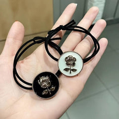 Metal Flower Head Tie High Elasticity Rubber Band Hair Tie