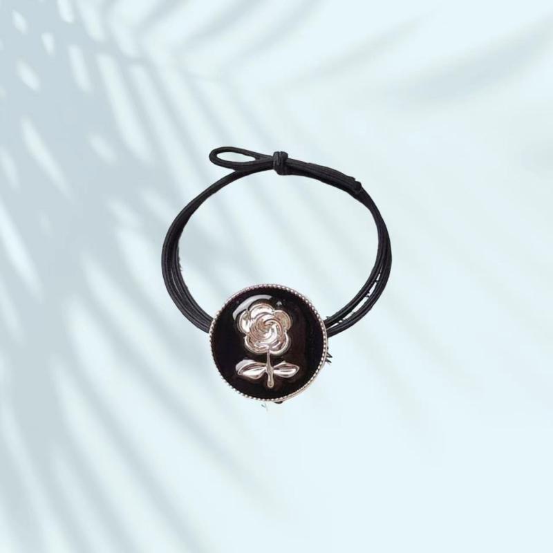 Metal Flower Head Tie High Elasticity Rubber Band Hair Tie