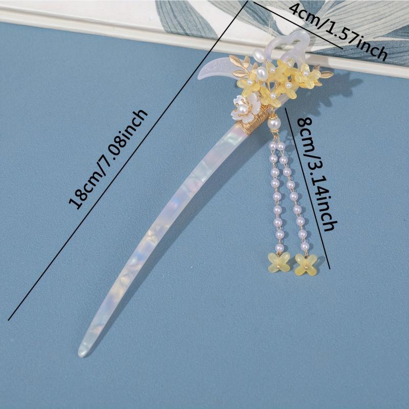 Vintage Osmanthus Hairpin with Tassel for Ladies Dress Up