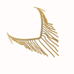 Rhinestone Tassel Hair Hoop Comb Golden Headband Jewelry