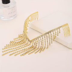 Rhinestone Tassel Hair Hoop Comb Golden Headband Jewelry