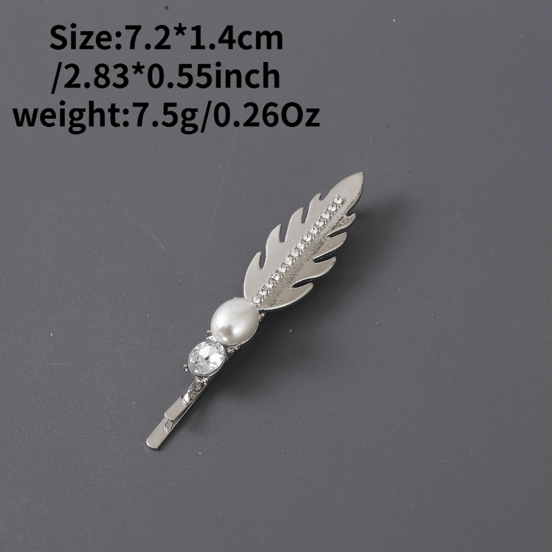 Alloy Leaf Hair Pin with Faux Pearl Rhinestones