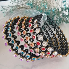 Colorful Rhinestone Hair Band Wavy Headband