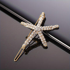Starfish Shaped Rhinestone Hair Clip for Women Girls
