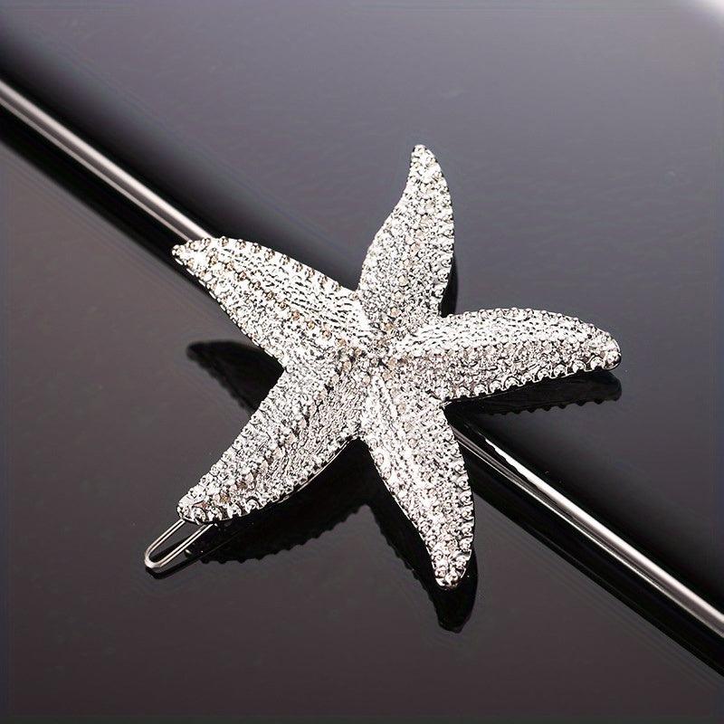 Starfish Shaped Rhinestone Hair Clip for Women Girls