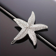 Starfish Shaped Rhinestone Hair Clip for Women Girls