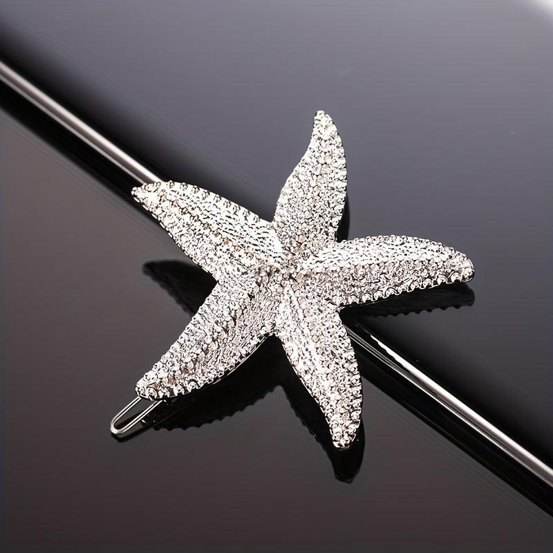 Starfish Shaped Rhinestone Hair Clip for Women Girls