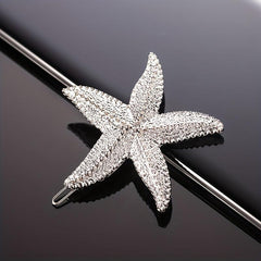 Starfish Shaped Rhinestone Hair Clip for Women Girls