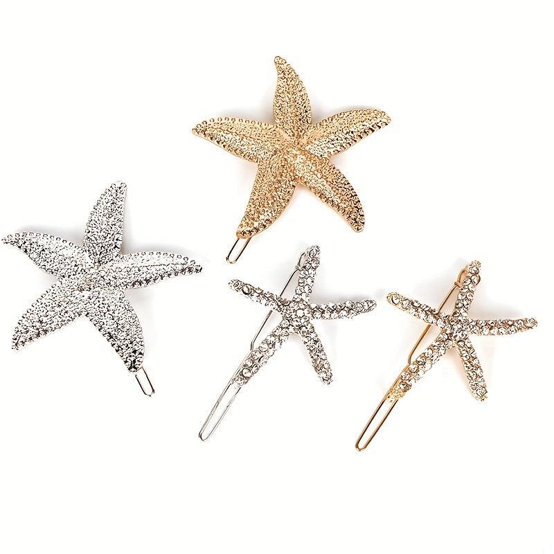 Starfish Shaped Rhinestone Hair Clip for Women Girls