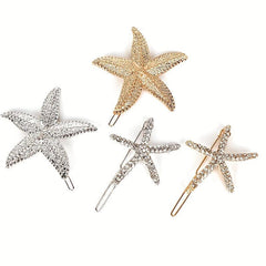 Starfish Shaped Rhinestone Hair Clip for Women Girls