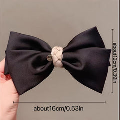 Bow & Rhinestone Decor Hair Clip French Barrette Headwear