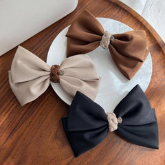 Bow & Rhinestone Decor Hair Clip French Barrette Headwear