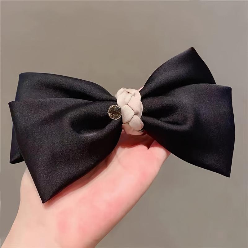 Bow & Rhinestone Decor Hair Clip French Barrette Headwear