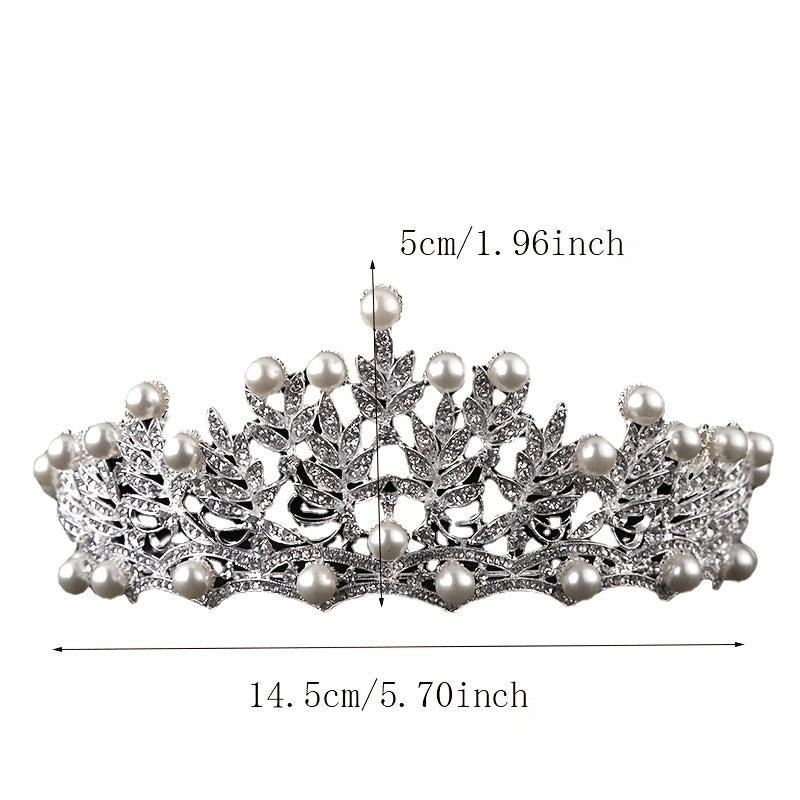 Faux Pearl Crystal Crown Hairband Headband Bridal Wedding Party