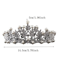 Faux Pearl Crystal Crown Hairband Headband Bridal Wedding Party
