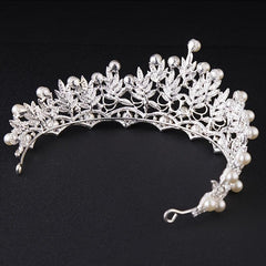 Faux Pearl Crystal Crown Hairband Headband Bridal Wedding Party