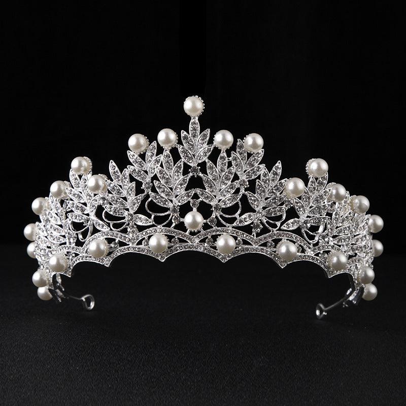 Faux Pearl Crystal Crown Hairband Headband Bridal Wedding Party