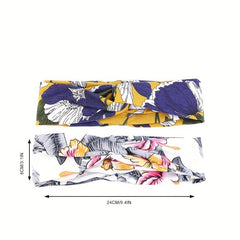 Printed Cross Knotted Elastic Headband Sports Yoga Fitness Sweatband