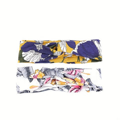 Printed Cross Knotted Elastic Headband Sports Yoga Fitness Sweatband