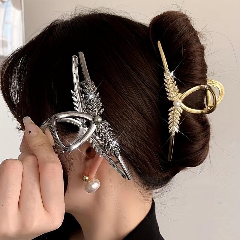 Alloy Leaf Hair Claw Clip Nonslip Shark Clip