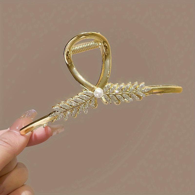 Alloy Leaf Hair Claw Clip Nonslip Shark Clip