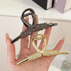 Alloy Leaf Hair Claw Clip Nonslip Shark Clip