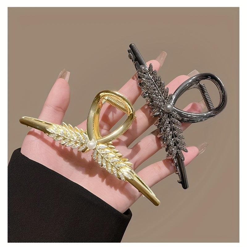 Alloy Leaf Hair Claw Clip Nonslip Shark Clip