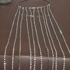 Women's Rhinestone Tassel Headband Long Bridal Hair Chain Jewelry