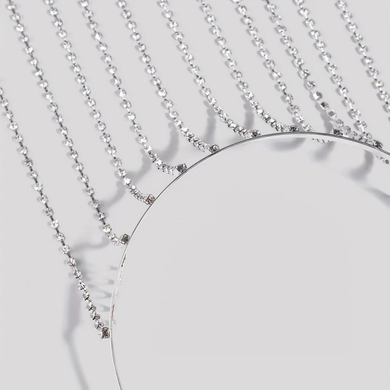 Women's Rhinestone Tassel Headband Long Bridal Hair Chain Jewelry