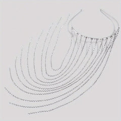 Women's Rhinestone Tassel Headband Long Bridal Hair Chain Jewelry