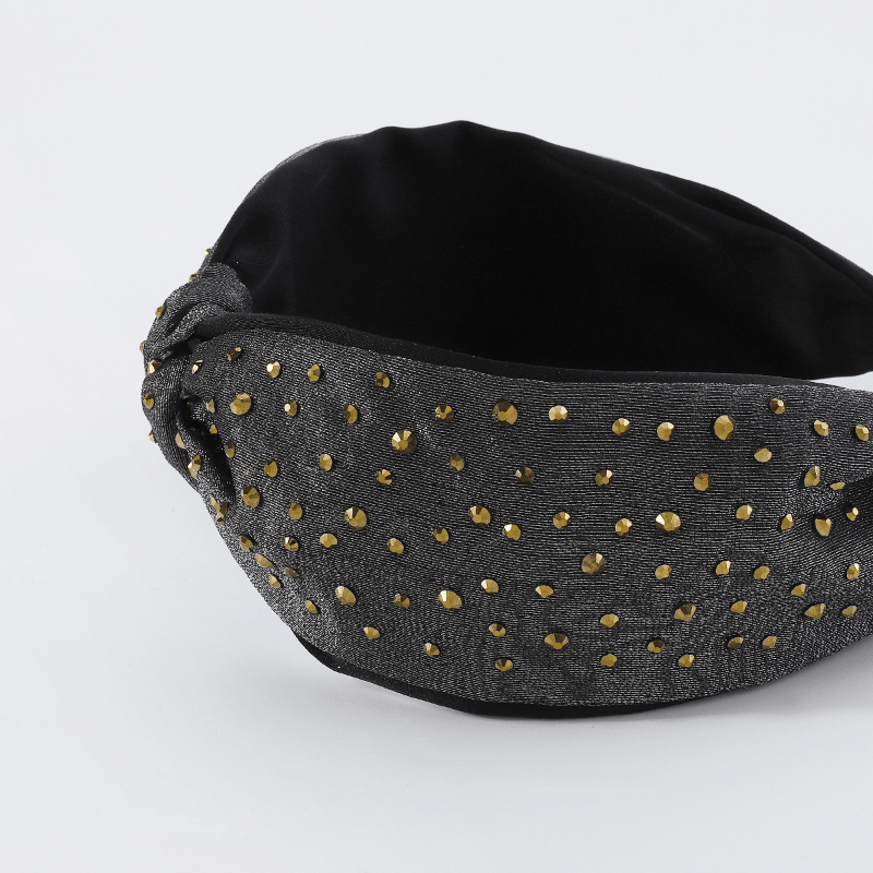 Rhinestone Lace Mesh Headband Satin Knot Hair Accessories