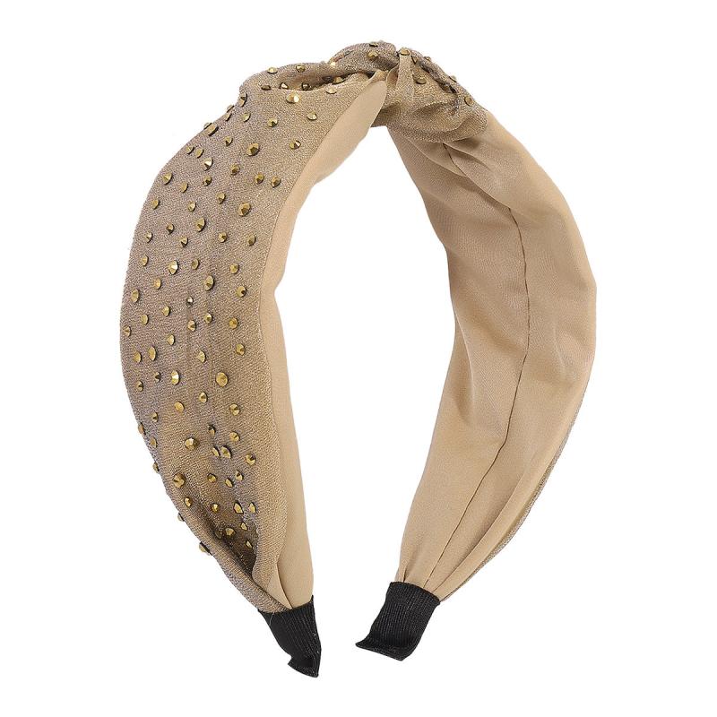 Rhinestone Lace Mesh Headband Satin Knot Hair Accessories