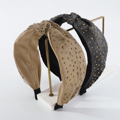 Rhinestone Lace Mesh Headband Satin Knot Hair Accessories