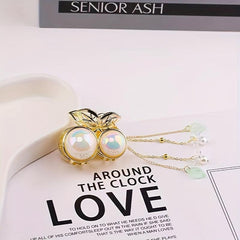 Faux Pearl Cherry Hair Claw Chain Tassel Nonslip Claw for Women Girls