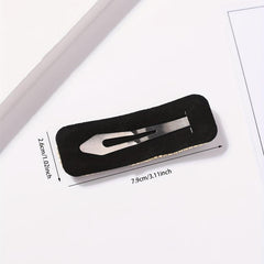 Rhinestone Snap Clip Rectangle Glitter Hair Clip for Women Girls Hair Bang