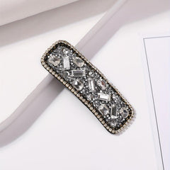 Rhinestone Snap Clip Rectangle Glitter Hair Clip for Women Girls Hair Bang