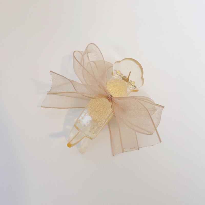 Mesh Bow Decor Hair Clip Large Duck Billed Clip