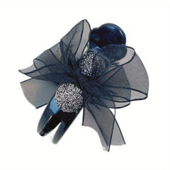 Mesh Bow Decor Hair Clip Large Duck Billed Clip