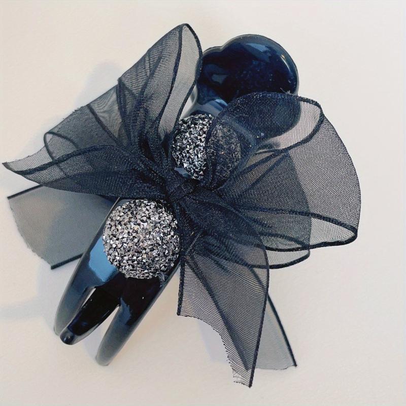 Mesh Bow Decor Hair Clip Large Duck Billed Clip