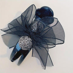 Mesh Bow Decor Hair Clip Large Duck Billed Clip
