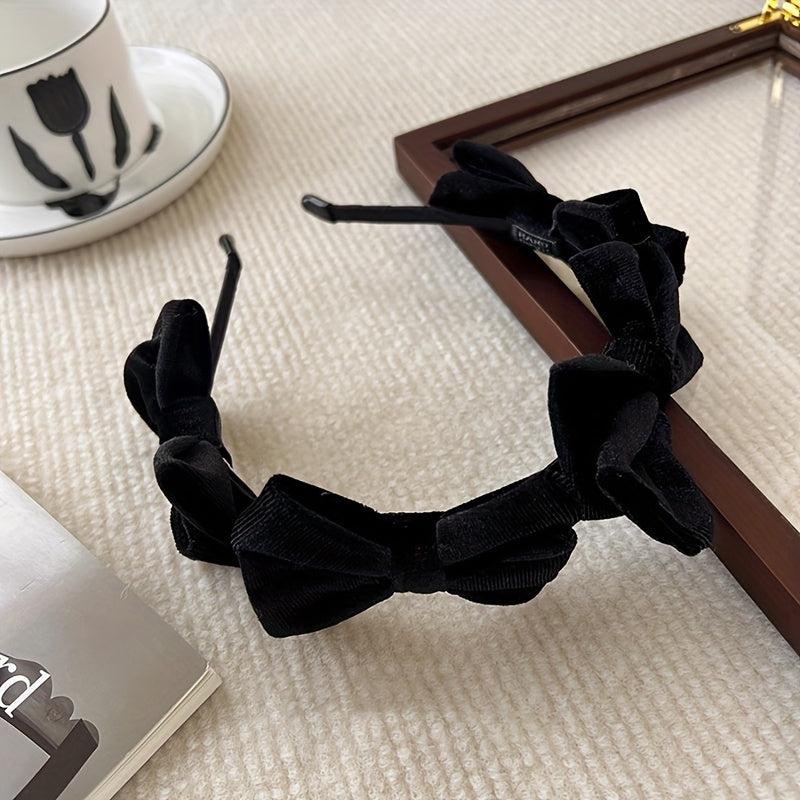Velvet Bow Headband Vintage Hair Accessory for Girls Women