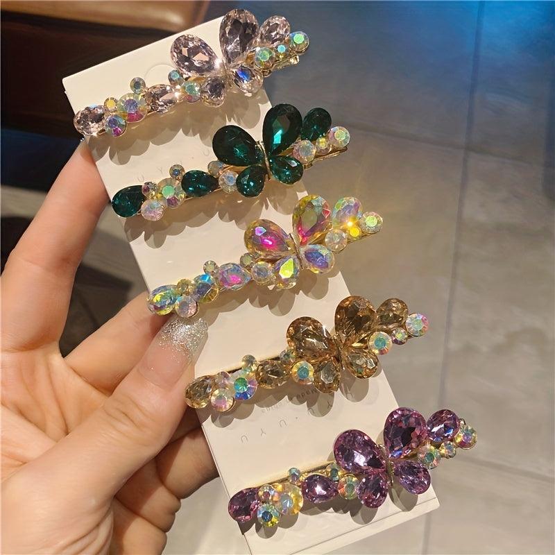 Colorful Rhinestone Butterfly Hair Clip Y2K Hair Accessory