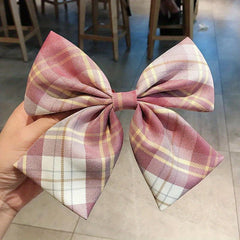 Plaid Bow Hair Clip for Women Girls