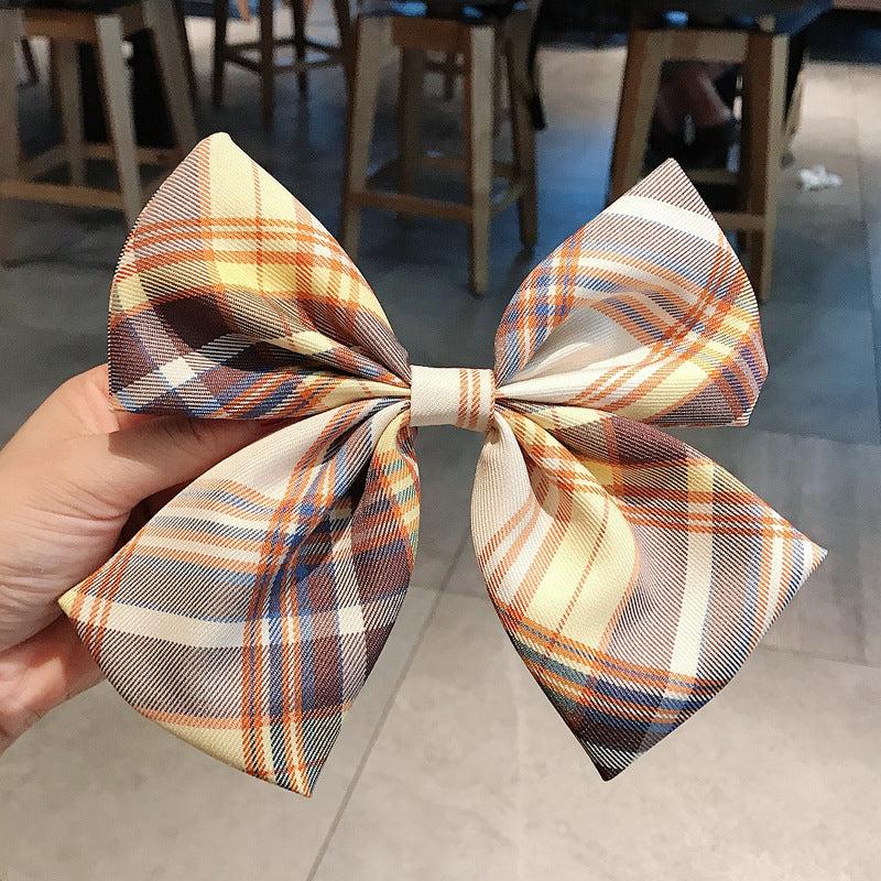 Plaid Bow Hair Clip for Women Girls