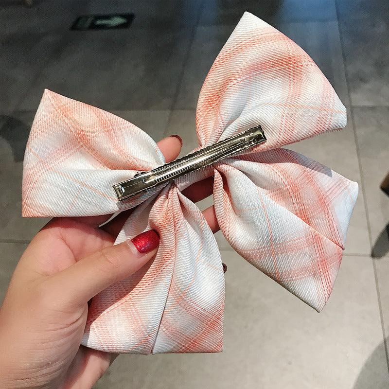 Plaid Bow Hair Clip for Women Girls
