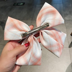 Plaid Bow Hair Clip for Women Girls