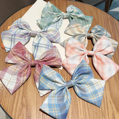 Plaid Bow Hair Clip for Women Girls