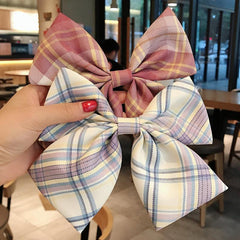 Plaid Bow Hair Clip for Women Girls