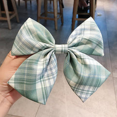 Plaid Bow Hair Clip for Women Girls