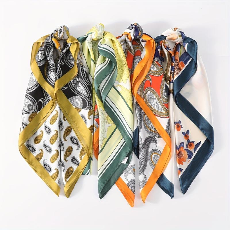 Boho Paisley Print Turban Scarf Silk Headdress Women Girls Hair Accessories
